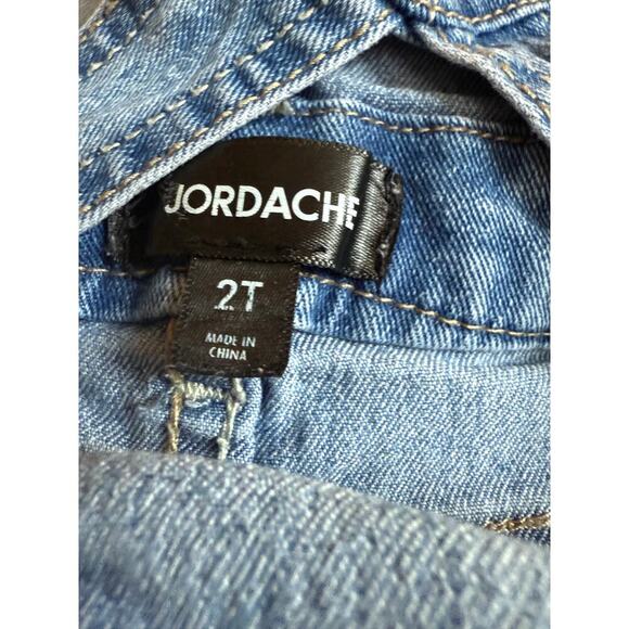 Jordache Toddler Girl 2T Denim Shortalls Lace Floral Trim Adjustable Straps - Picture 8 of 10